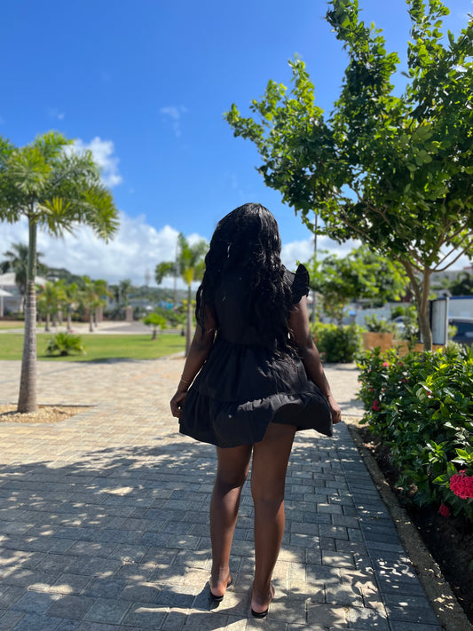 Baby Doll Mini Dress -Black