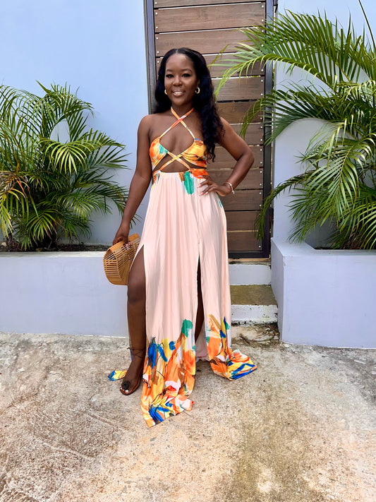 Vibrant Tropical Maxi Dress