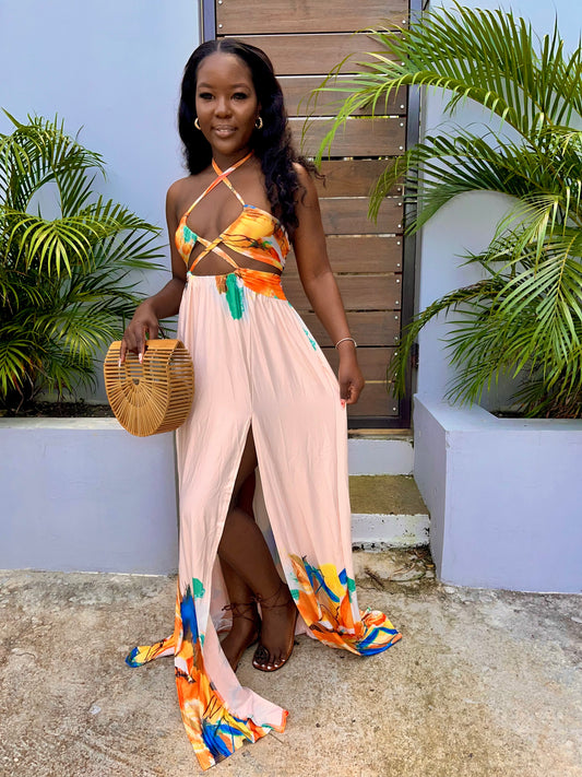 Vibrant Tropical Maxi Dress