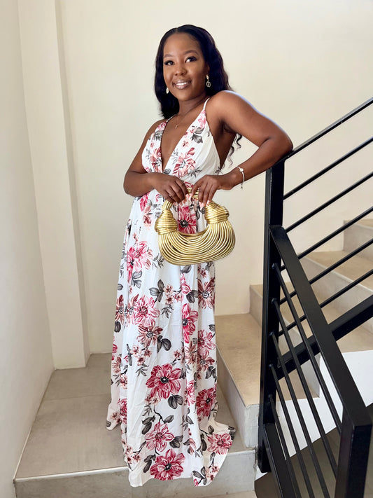 White Floral Maxi Dress