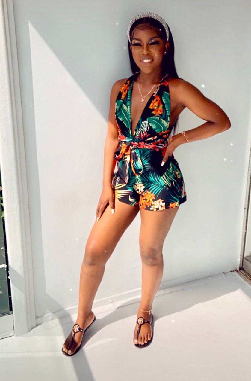 Tropical Print Romper