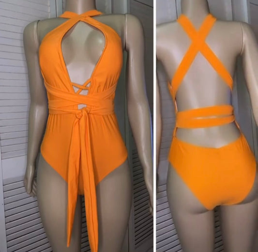 Knot Front  Plunging One piece Bikini