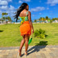 True Flame Orange Skirt Set