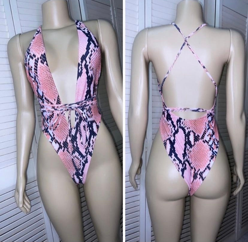 Snakeskin Print One piece Bikini