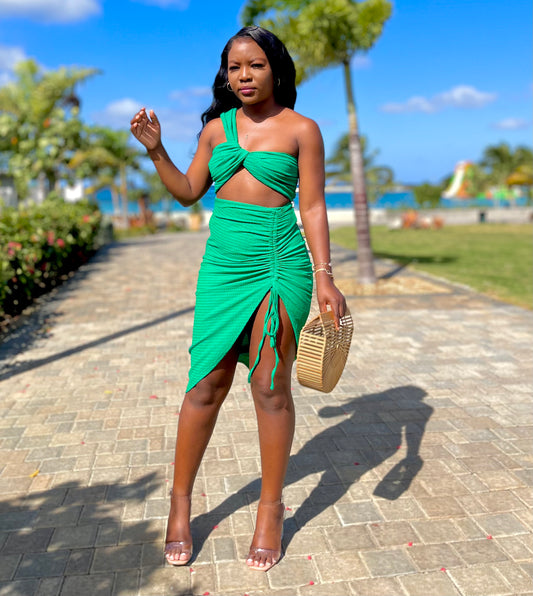 Twisted Vibe Skirt Set-Green