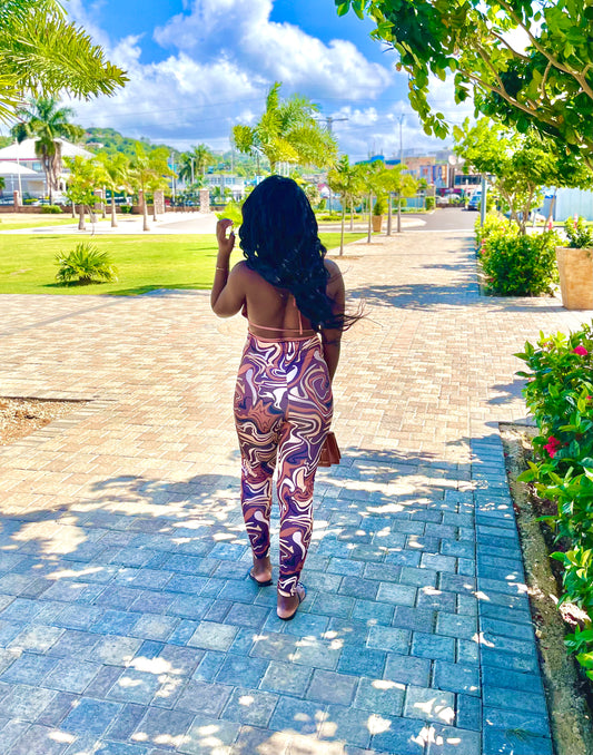 Vacay Ready Pants Set-Brown